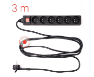 HAMA Listwa zasilająca Standard 6gn, 3m, czarna - 1416387 - zdjęcie 7